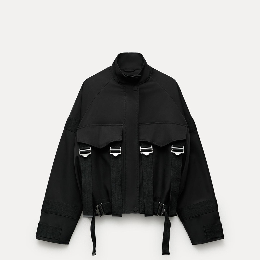 Zara ZW collection buckled bomber jacket